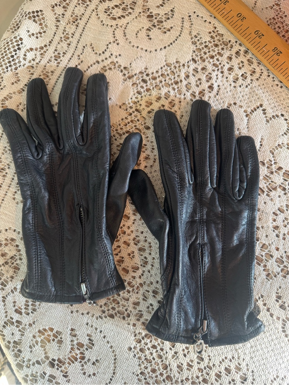 Black Leather Men's Zipper Gloves
